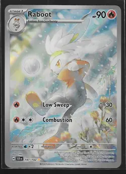 pokemon tcg Raboot Illustration Rare 147/142 Sv07: Stellar Crown Pokemon TCG Nm - Image 1