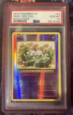 2016 Pokemon XY Evolutions Mew Reverse Foil #53 PSA 10 GEM MINT - Image 1