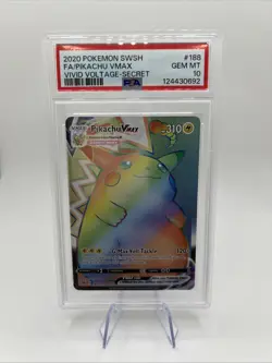 PSA 10 GEM MINT Pokemon Pikachu VMAX Vivid Voltage Secret Rare 188/185 - Image 1