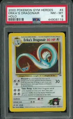 Pokemon Gym Heroes Erika's Dragonair 4/132 PSA 8 - Image 1