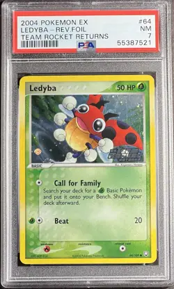 2004 Pokemon EX Team Rocket Returns 64 Ledyba Reverse PSA 7 NM - Image 1
