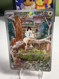 Meowth 106/094 Illustration Rare Pokemon TCG ME02: Phantasmal Flames NM - Image 1