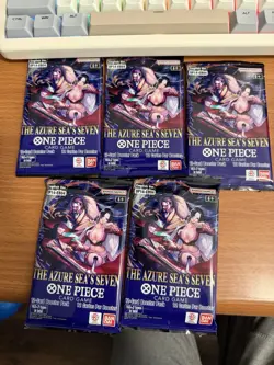 Lot of 5 One Piece OP-14 The Azure Sea's Seven Sleeved Booster Packs English - Image 1