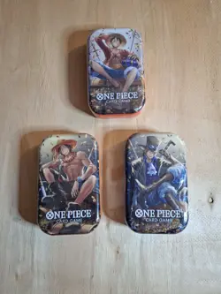 One Piece Tin Pack Art Set Vol 2 Set of 3 FACTORY SEALED X3 TS-02 OP-13 Bandai - Image 1