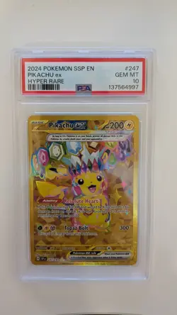 Pikachu ex 247/191 Hyper Rare PSA 10 Pokemon TCG SV08 Surging Sparks - Image 1
