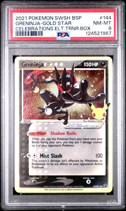 2021 POKEMON SWSH BLACK STAR PROMO #144 GRENINJA-GOLD STAR PSA 8 - Image 1
