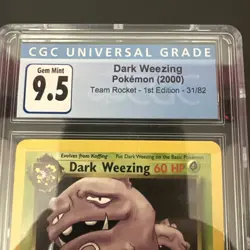 Dark Weezing Pokemon (2000) Team Rocket 1st Edition 14/82 CGC Gem Mint 9.5 - Image 2
