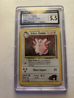 2000 Pokemon Gym Heroes Erika's Clefable Holo #3/132 Cgc 5.5 - Image 1
