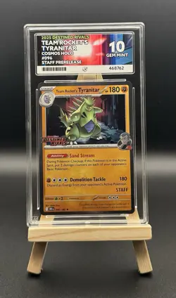 Pokemon Team Rocket’s Tyranitar Staff Prerelease Promo 096/182 ACE 10 (Not PSA) - Image 4