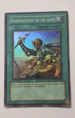 Yu-Gi-Oh Reinforcement of the Army LOD-028 1st Edition Super Rare NM - Image 1