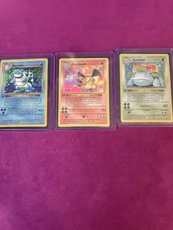 Blastoise, Charizard, Venusaur Pokemon TCG Base Set Holo Cards 1999 Wizards Lot - Image 1