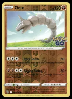 Pokemon Cards Onix 036/078 Reverse Holo Pokemon GO Common NM - Image 1