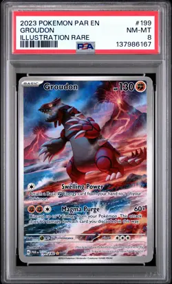 2023 POKEMON PAR EN-PARADOX RIFT ILLUSTRATION RARE #199 GROUDON PSA 8 - Image 1