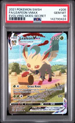 Pokemon 2021 Leafeon VMAX 205/203 Alt Art SR Evolving Skies GEM MINT PSA 10 - Image 1