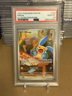 2023 POKEMON PAR EN-PARADOX RIFT ILLUSTRATION RARE #194 MINUN PSA 10 - Image 1