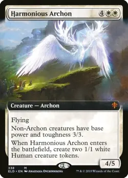 MTG Throne of Eldraine Extended Art Harmonious Archon Near Mint - Image 1