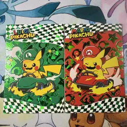 2 Cracked Ice Green Box Hits Mario & Luigi Pikachu Karts Non-TCG Pokemon Cards - Image 1