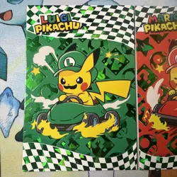 2 Cracked Ice Green Box Hits Mario & Luigi Pikachu Karts Non-TCG Pokemon Cards - Image 2