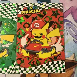 2 Cracked Ice Green Box Hits Mario & Luigi Pikachu Karts Non-TCG Pokemon Cards - Image 3