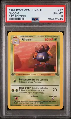 POKEMON CARD 1999 PSA 8 NM MINT JUNGLE SET 1ST EDITION #37 Gloom - Image 1