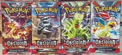 *EMPTY* POKEMON SCARLET & VIOLET OBSIDIAN FLAMES BOOSTER PACKS ART SET NO CARDS - Image 1