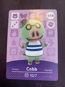 Animal Crossing Amiibo Card Series 1 Cobb #074 074-CY-AOE LP Ships Fast - Image 1