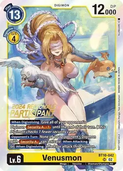 Digimon Card Game Venusmon BT10-042 2024 Regionals Participant - Image 2