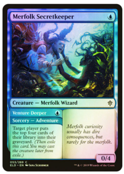 MTG Merfolk Secretkeeper Foil x1 NM Throne of Eldraine Magic the Gathering - Image 1
