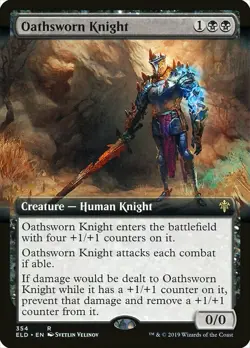 MTG Throne of Eldraine Extended Art Oathsworn Knight Near Mint - Image 1