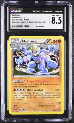 CGC 8.5 Machamp 2013 Plasma Blast 49/101 Cosmos Holo Pokemon Card - Image 1