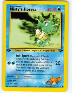 Misty's Horsea - 1st Edition - 87/132 Gym Challenge - Pokemon TCG - 2000 - Image 1