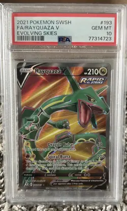 Pokemon 2021 Rayquaza V 193/203 Full Art Evolving Skies GEM MINT PSA 10 - Image 1