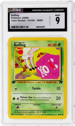 2000 Pokemon Team Rocket Koffing 1st Edition #58 CGC 9 - Image 1