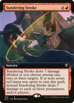 MTG Throne of Eldraine Extended Art Sundering Stroke Near Mint - Image 1