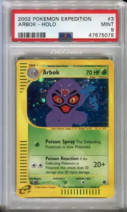 PSA 9 MINT Pokemon ARBOK Holo Rare 2002 Expedition 3/165 - Image 1
