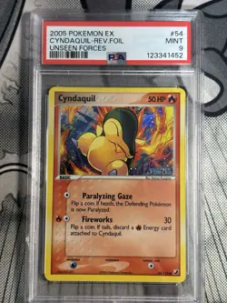 Pokemon Cyndaquil 54/115 Unseen Forces PSA 9 - Image 1