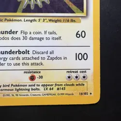 Pokemon Vintage Holo Zapdos Base Set 16/102 WotC 1999 - Image 4