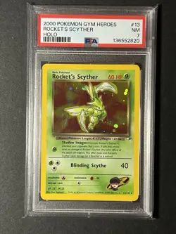 Pokemon Gym Heroes Rocket's Scyther Holo PSA 7 #013/132 Unlimited English 2000 - Image 1
