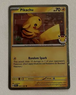 2026 Pikachu 051/162 Pokemon Day 30th Anniversary Stamped Promo TCG Cosmo Holo - Image 1