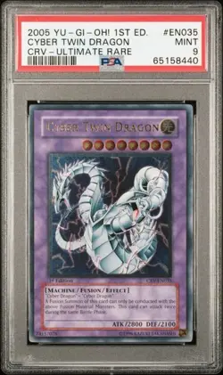 Yugioh Cyber Twin Dragon 1st Edition CRV-EN035 Ultimate Rare PSA 9 - Image 1