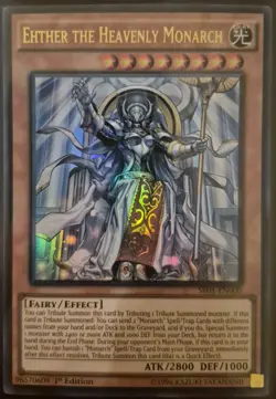 YuGiOh Ehther the Heavenly Monarch Ultra Rare 1st Edition SR01-EN000 - Image 1