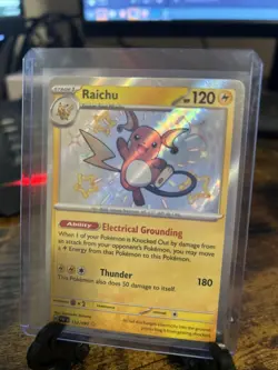 Pokemon TCG Raichu Holo Shiny Rare Card Paldean Fates 132/091 SV NM Condition - Image 1