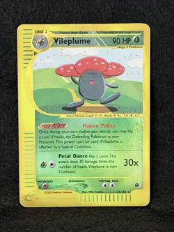 Vileplume 31/165 Pokemon TCG Card Expedition Reverse Holo Vintage 2002 Damaged - Image 1