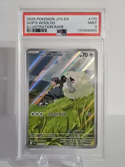 Pokemon JTG 2025 En-Hop's Wooloo Illustration Rare Card #170 PSA 9 - Image 1