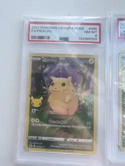 pokemon graded card lot PSA cards. Celebrations Pikachu PSA 8 And Swablu 7 - Image 2