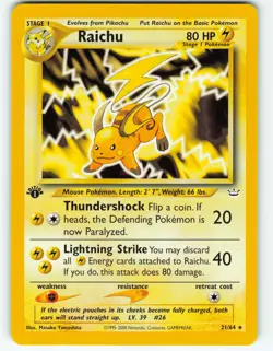 Raichu - 1st Edition - 21/64 Neo Revelation - Pokemon TCG - 2001 - Image 1