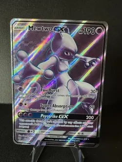 Pokemon Mewtwo GX TCG Full Art Ultra Rare Holo Card 72/73 Shining Legends NM - Image 1