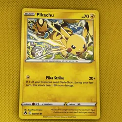 Pikachu 049/195 -- Silver Tempest - Common Regular - Pokemon Card - NM - Image 1