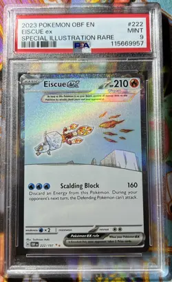 PSA 9 MINT Eiscue ex Obsidian Flames SIR Holo 2023 Pokemon 222/197 - Image 1