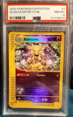 ALAKAZAM 1/165 Expedition REVERSE HOLO RH rare E-Series Pokemon TCG PSA 8 - Image 1